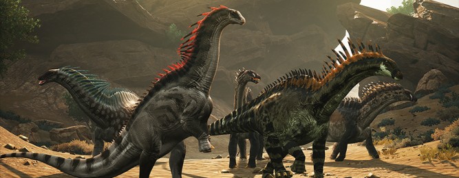 Manada de Amargasaurus atravessando o mapa
